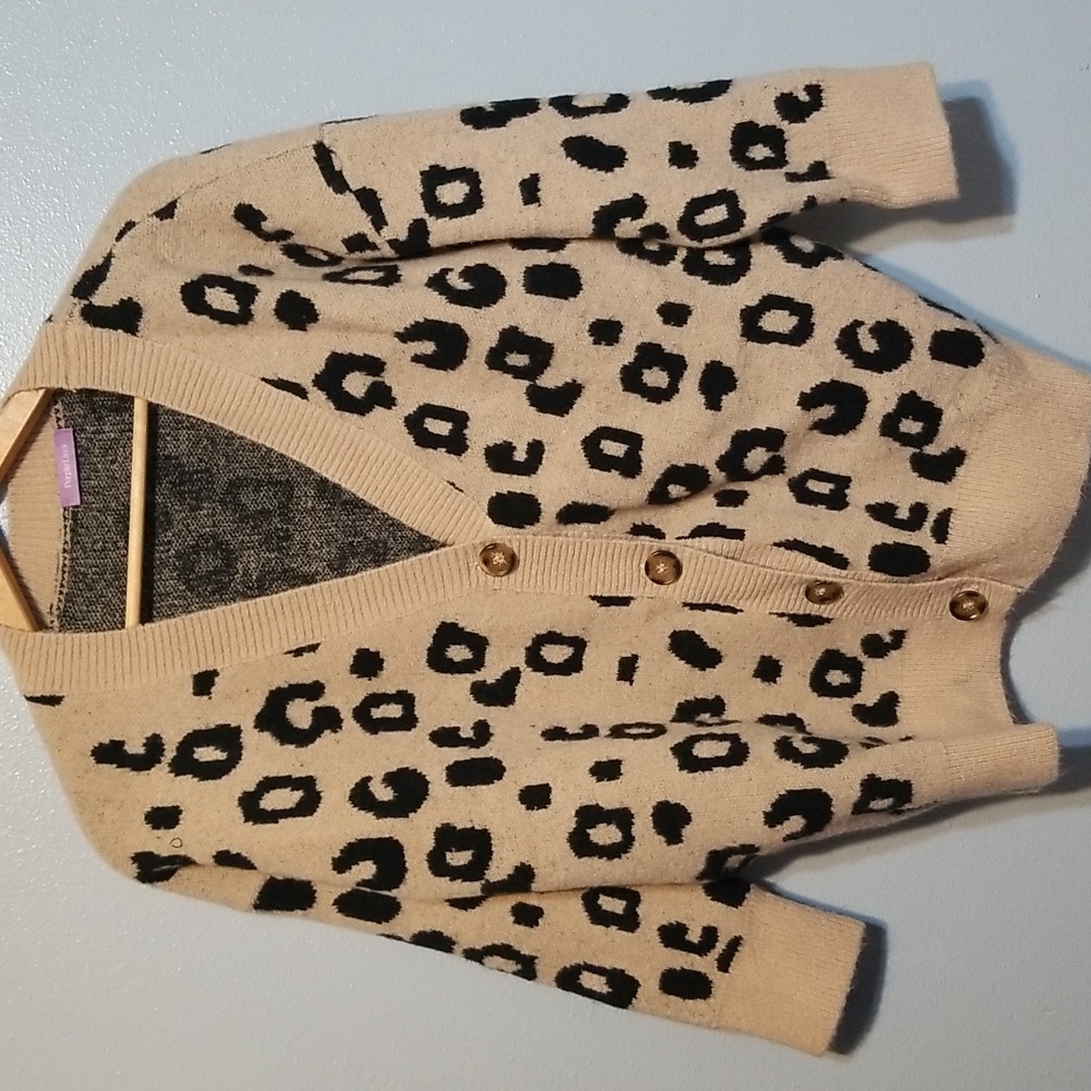 Purple Lava Small/Medium Cardigan Sweater Animal Print